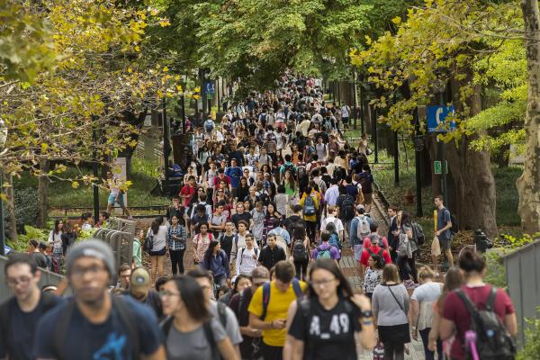 students walking on locust walk